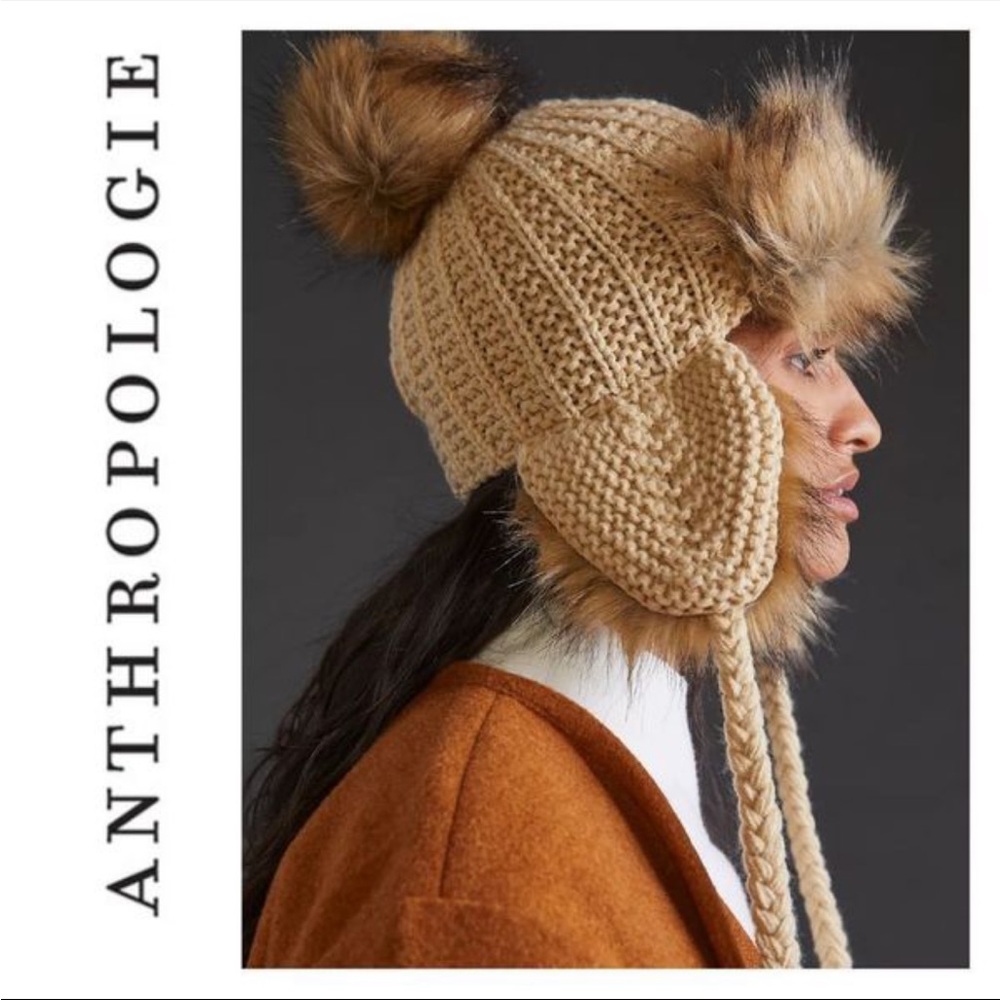 New Anthropologie Faux Fur Lined Trapper Hat